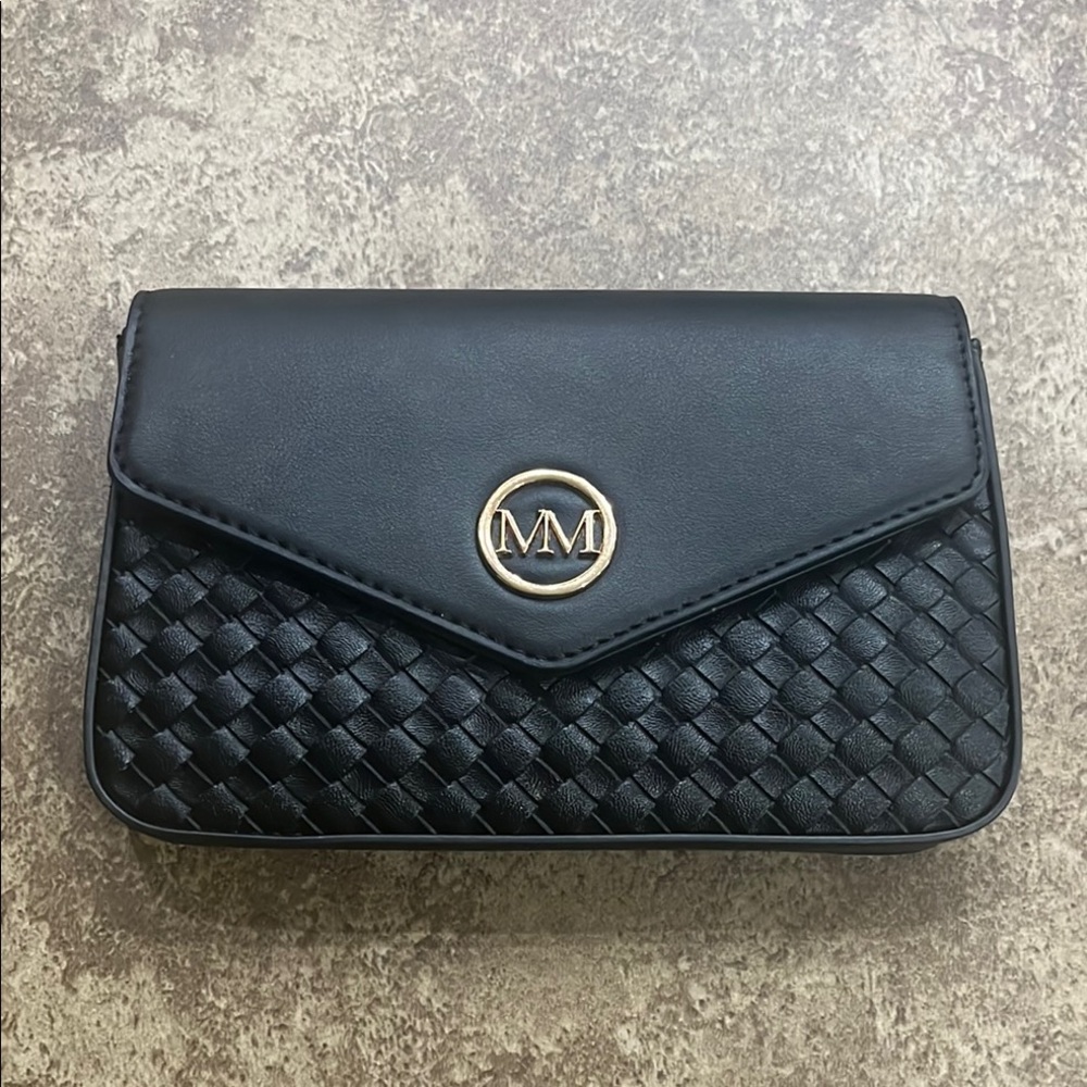 Marilyn Monroe Black Clutch with Textured Design and Flap Closure